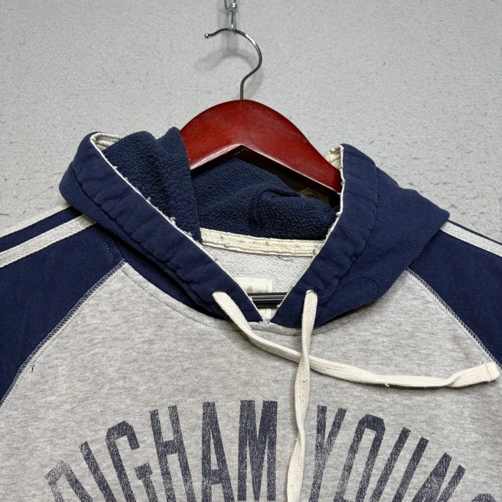 Adidas Hoodie Mens XL Gray BYU Brigham Young University Vintage 90s Trefoil Logo